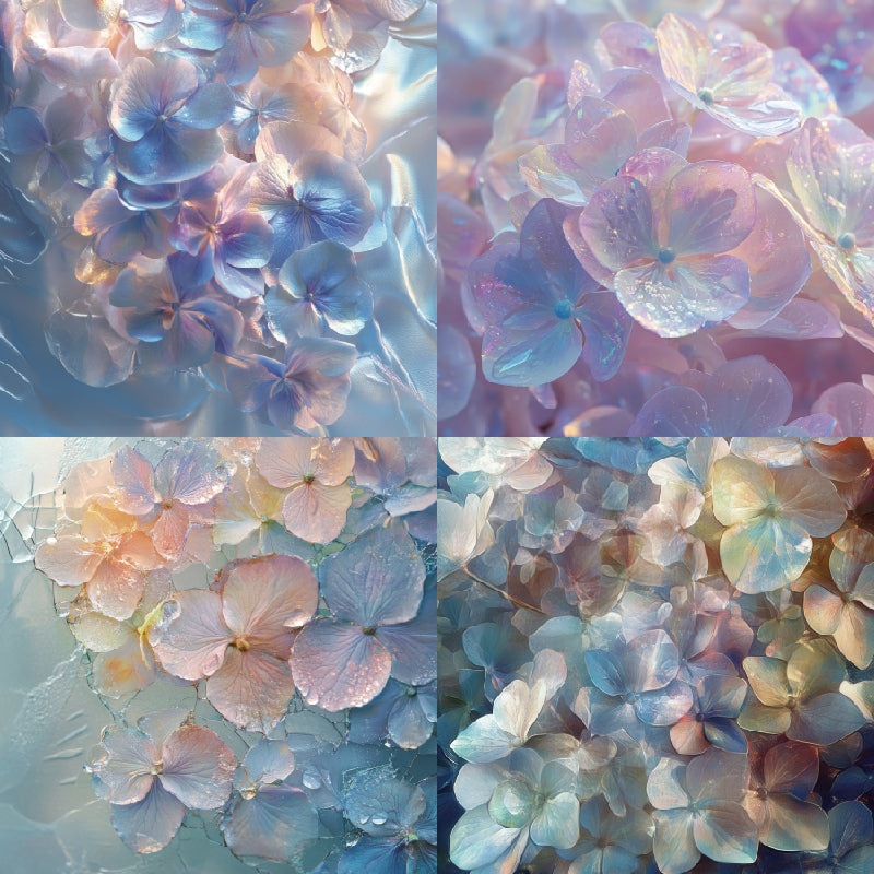 Twenty-four dreamy purple flower-patterned cards are used for wall decoration and DIY scrapbook decoration.