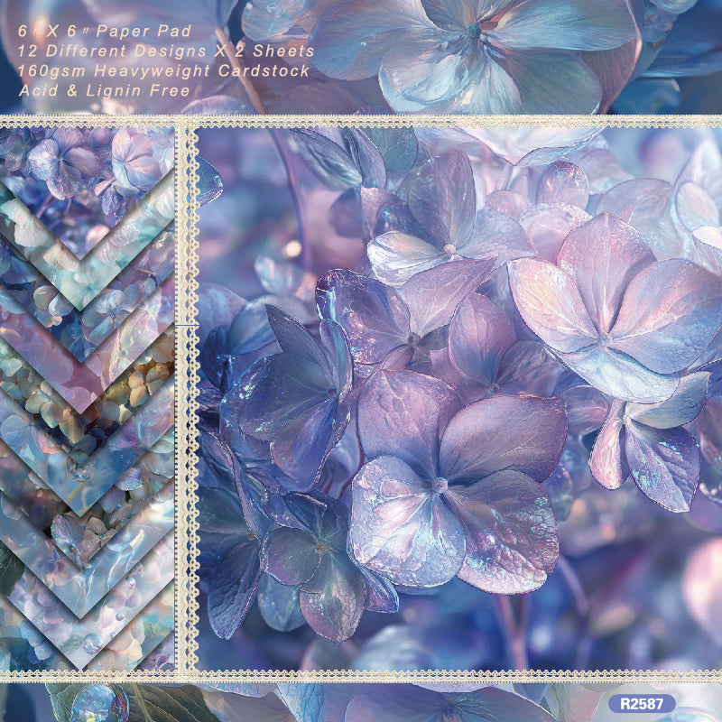 Twenty-four dreamy purple flower-patterned cards are used for wall decoration and DIY scrapbook decoration.