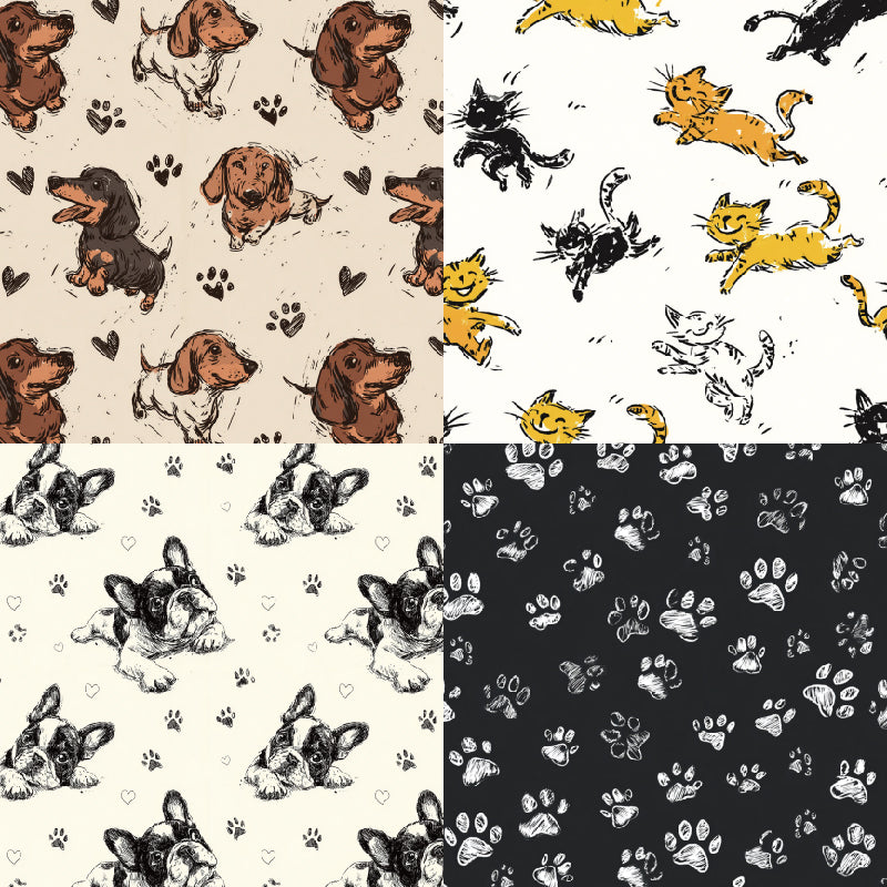 Cute Animal-Themed Material Paper, DIY Photo Album &amp; Journal Decoration Paper, Single-Sided Patterned Paper