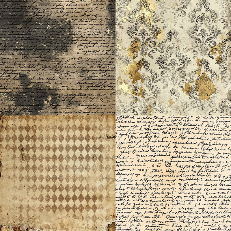 Vintage Notebook-Themed Journal Material Paper, DIY Photo Album &amp; Journal Decoration Paper, Single-Sided Patterned Background Paper