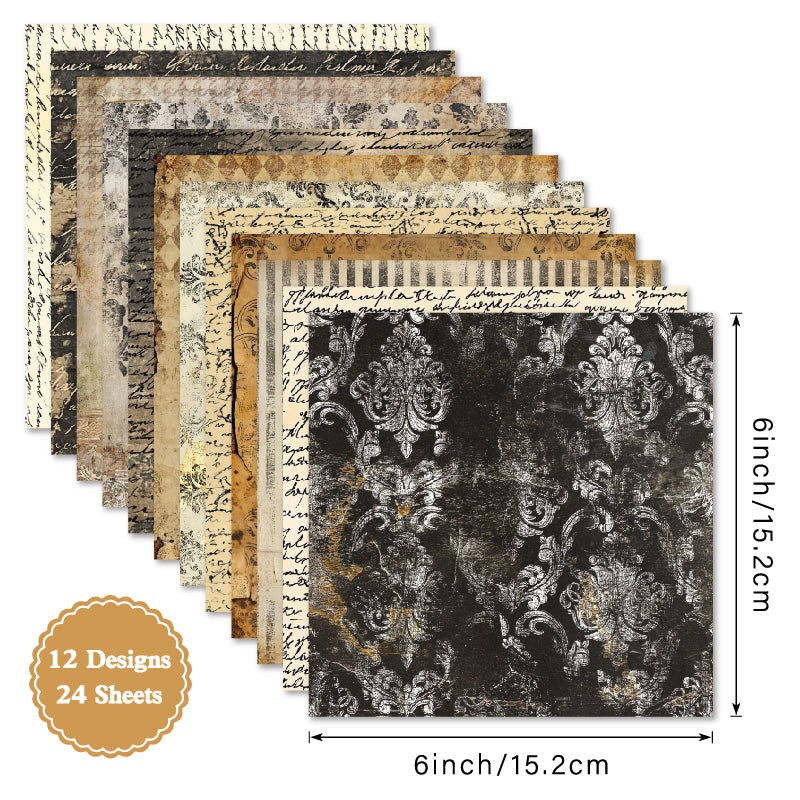 Vintage Notebook-Themed Journal Material Paper, DIY Photo Album &amp; Journal Decoration Paper, Single-Sided Patterned Background Paper