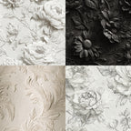 Ink-White Floral-Themed Material Paper, DIY Photo Album &amp; Journal Decoration Paper, Single-Sided Patterned Background Paper