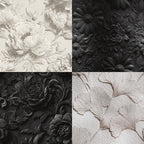 Ink-White Floral-Themed Material Paper, DIY Photo Album &amp; Journal Decoration Paper, Single-Sided Patterned Background Paper