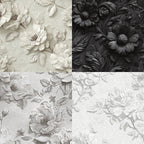 Ink-White Floral-Themed Material Paper, DIY Photo Album &amp; Journal Decoration Paper, Single-Sided Patterned Background Paper