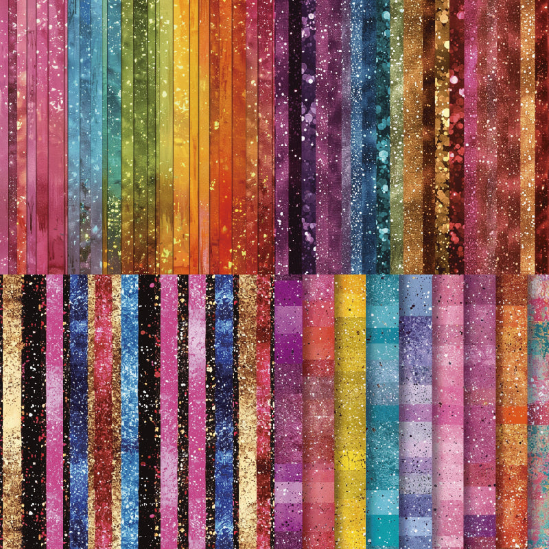 Colored Ribbon-Themed Material Paper, DIY Photo Album &amp; Journal Decoration Paper, Single-Sided Patterned Background Paper