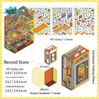 DIY 2.5D Diorama Stickers – Colorful Miniature Commercial Scene Stickers