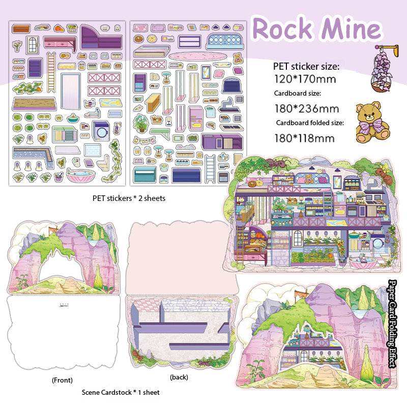 3D Scene Collage Material Set - Fantasy Multi-Layered Miniature World, Creative DIY Notebook Decoration, Fairy-Tale Style 3D Scenery-Making Supplies