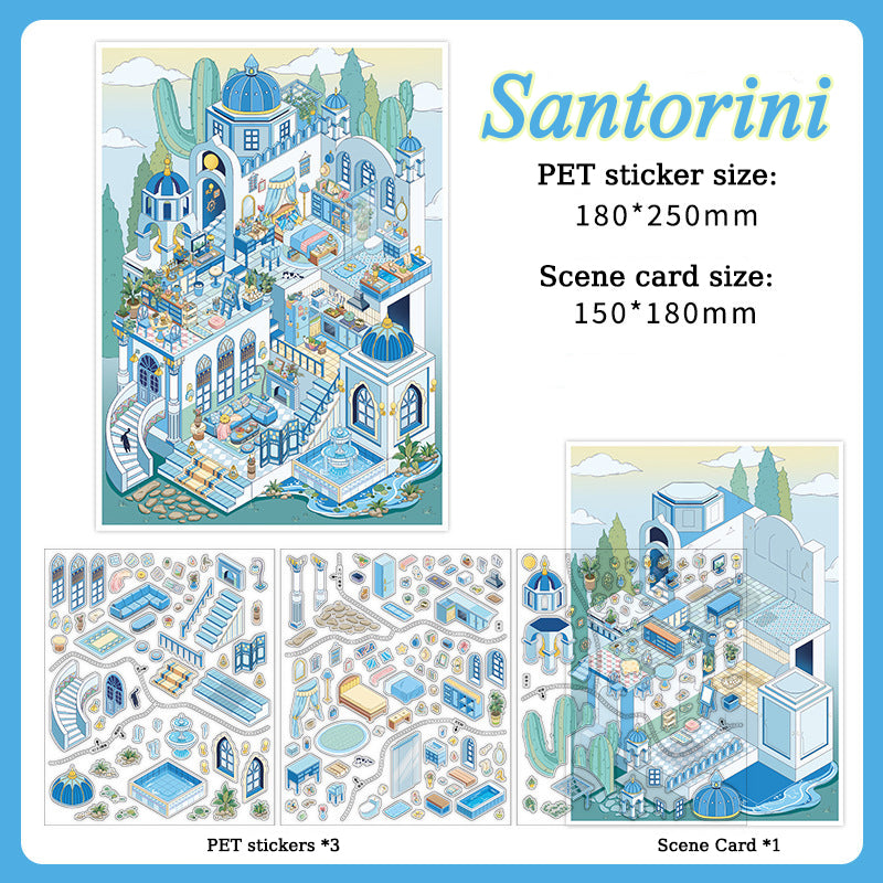 Exotic Architecture Scene Collage Materials - Scrapbook Decor DIY Diorama Stickers