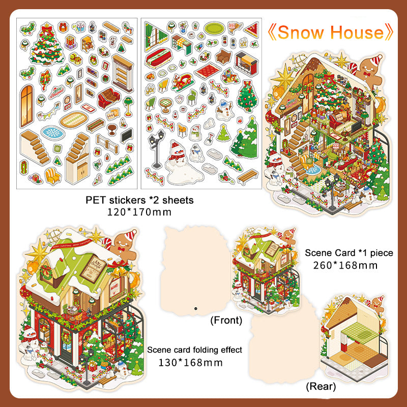 Infeel.Me Miniature 3D Scene Stickers, Christmas-themed Stress-relief Stickers