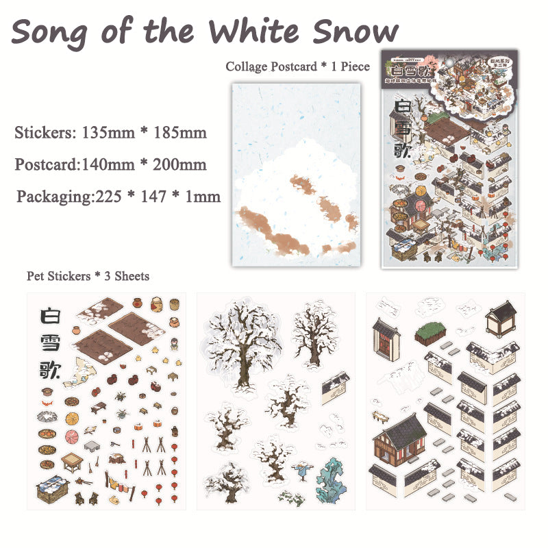 Chinese-Style Scene Stickers, Fun Collage 3D Chinese-Style Miniature Landscapes, Creative DIY Scenery Decoration