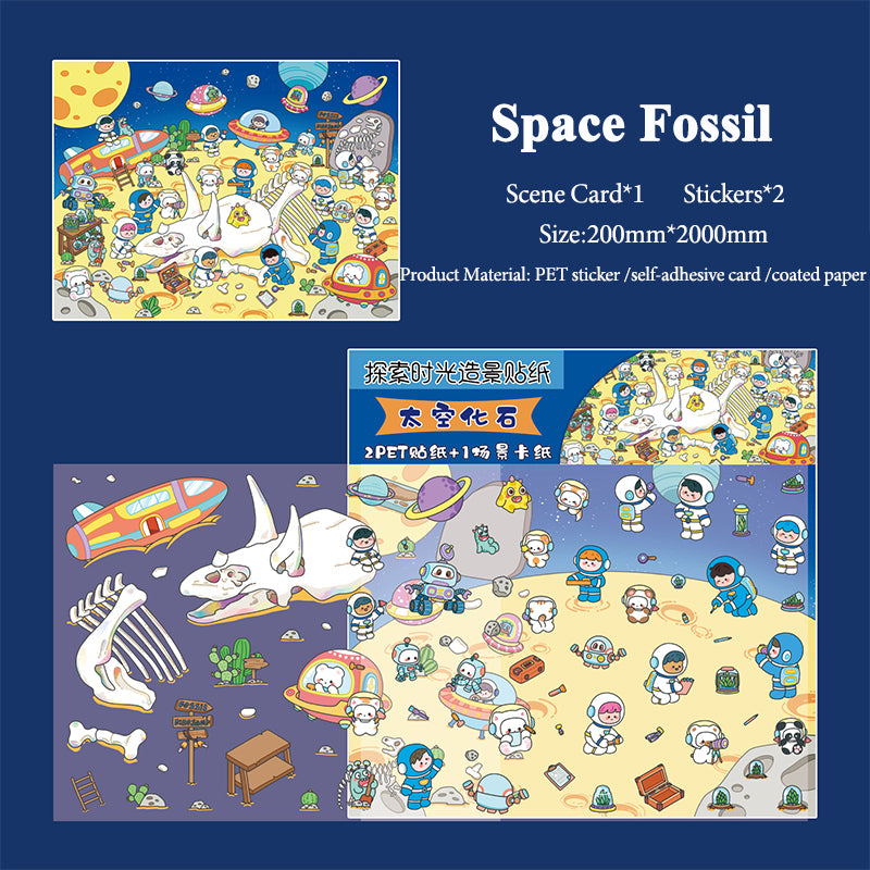 Pegatinas para crear escenas de exploración del tiempo, materiales para decorar diarios, cuentos de hadas de ensueño, manualidades creativas