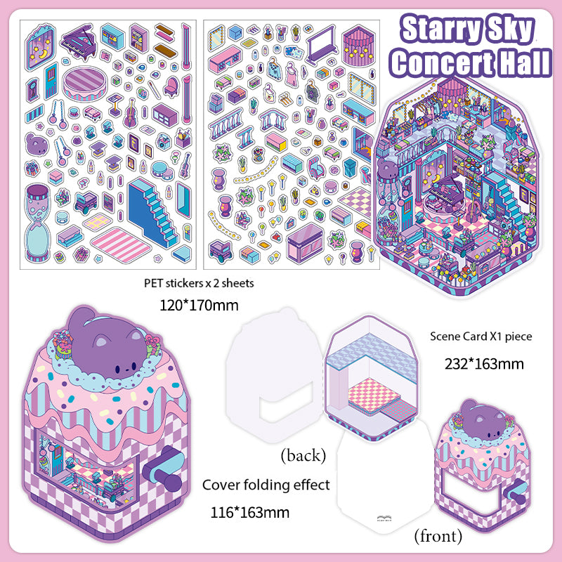 Creative Scrapbook Miniature Scene Sticker Set.DIY Childlike Style Creative Handmade Stickers