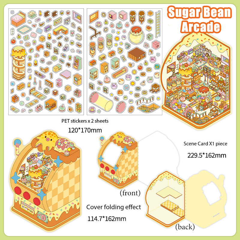 Creative Scrapbook Miniature Scene Sticker Set.DIY Childlike Style Creative Handmade Stickers