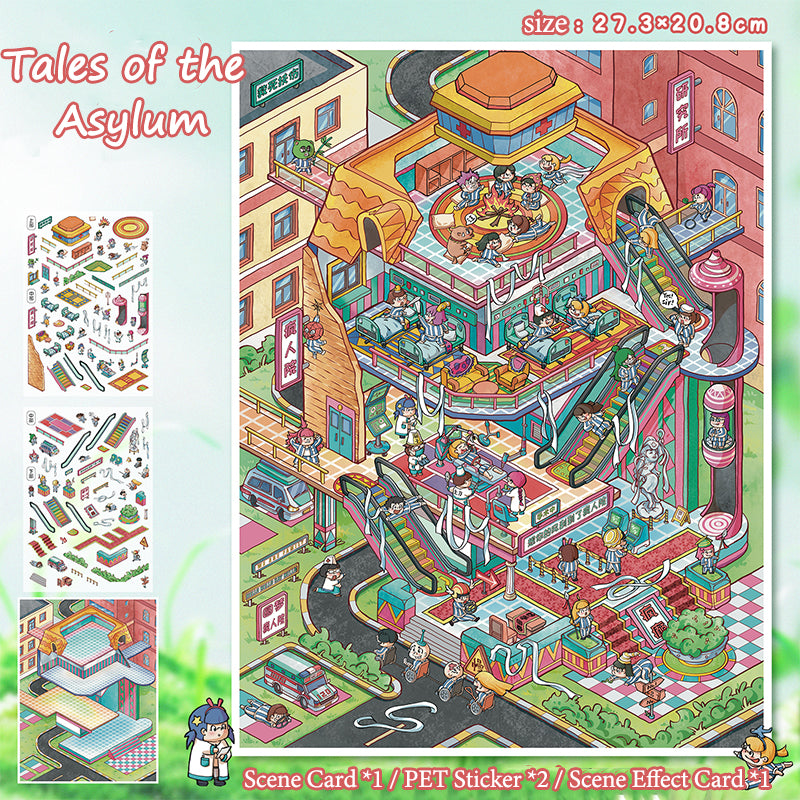 Fantasy &amp; Mystery Miniature Scene Sticker Set: DIY 3D Collage Fun Landscape Decoration Kit