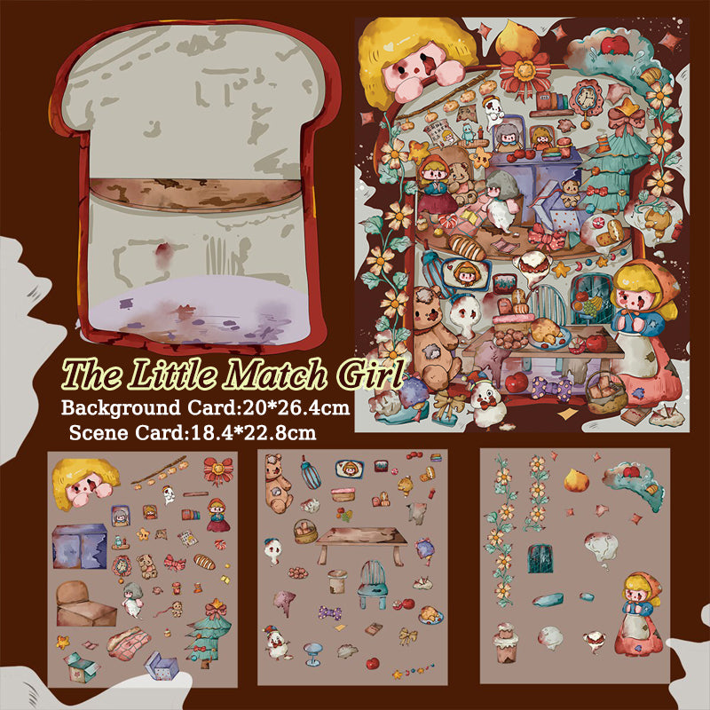 Fairy Tale Style Cartoon Character Collage Materials - DIY Creative Scene Stickers for Scrapbook Decoration