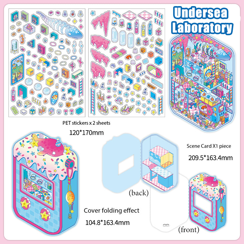 Creative Scrapbook Miniature Scene Sticker Set.DIY Childlike Style Creative Handmade Stickers