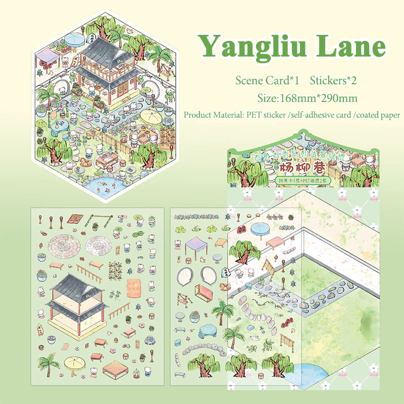 Pegatinas con animales de un patio chino, collage de diario 3D, materiales creativos para hacer tú mismo.