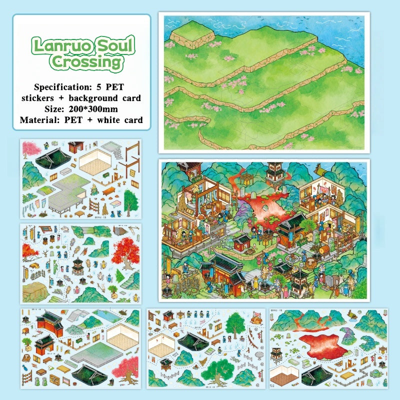 Extra-large miniature landscape stickers - Lü Zhai Zhi Yi (Strange Tales from a Chinese Studio) - DIY scene handbooks - Scene stickers
