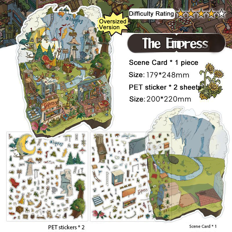 Infeel.Me 2.5D Miniature Landscape-Making Stickers,Fantasy-style large-size scene decorative stickers