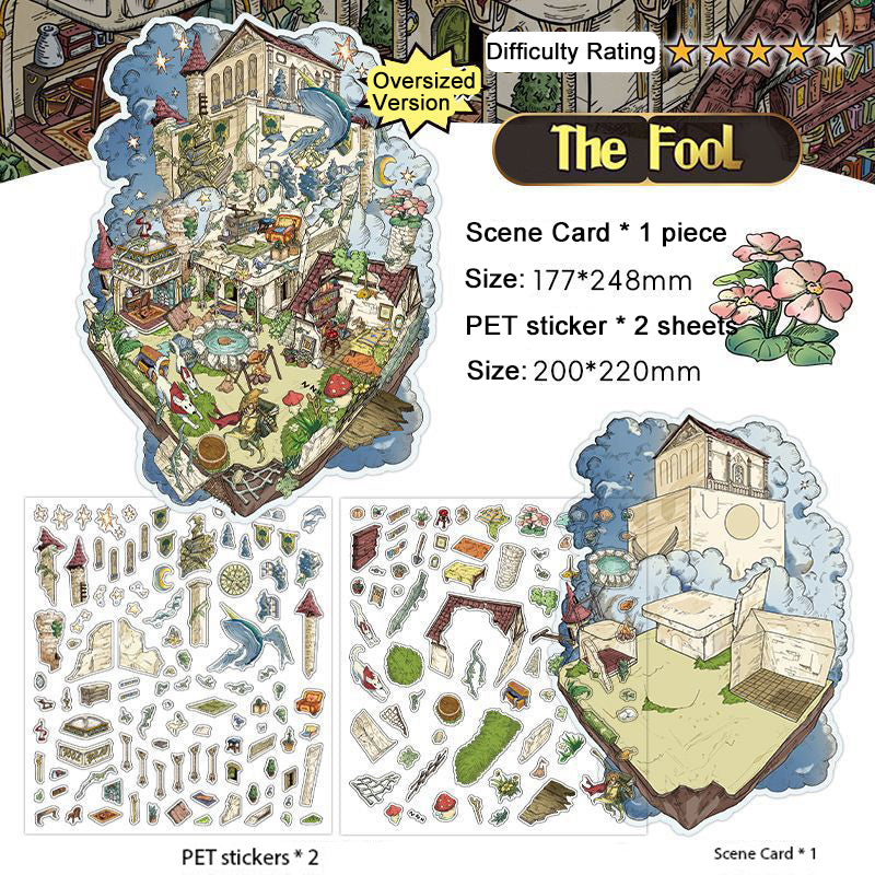 Infeel.Me 2.5D Miniature Landscape-Making Stickers,Fantasy-style large-size scene decorative stickers