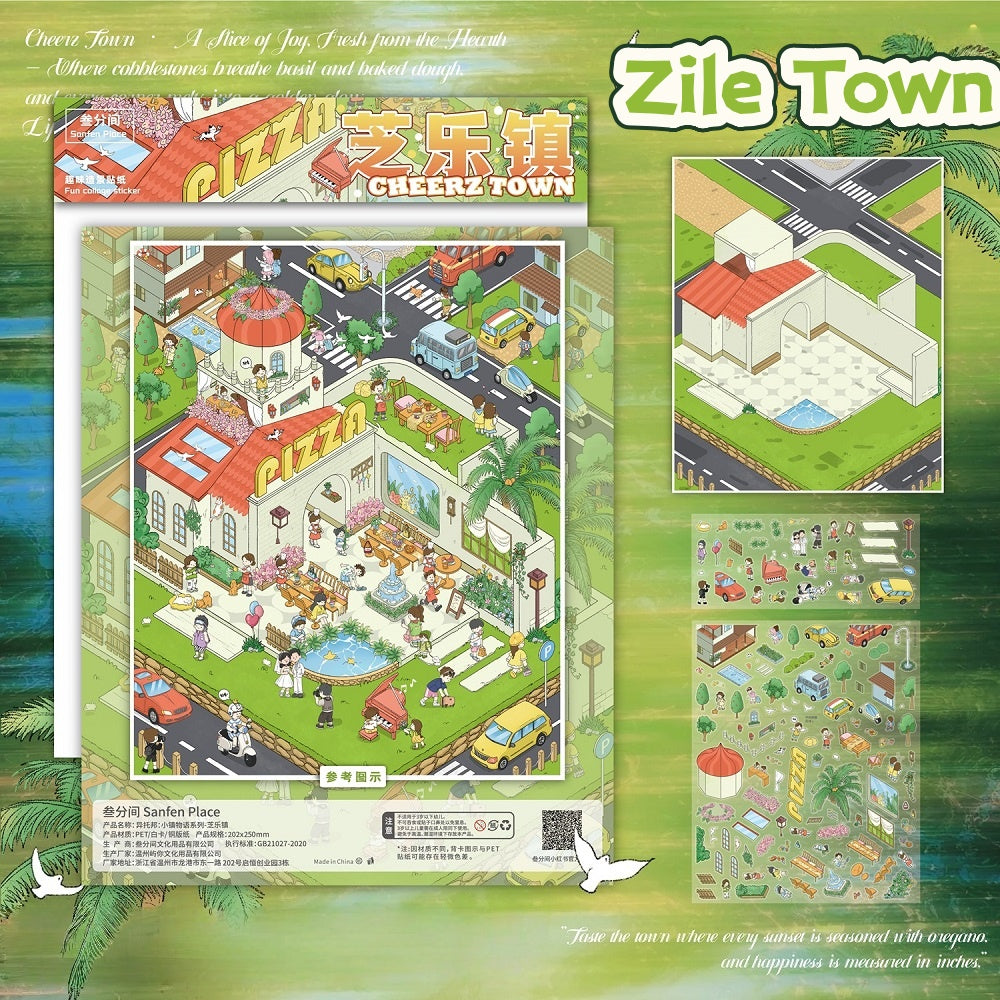 Miniature landscape stickers, stacked three-dimensional cabin handbooks, DIY scene stickers