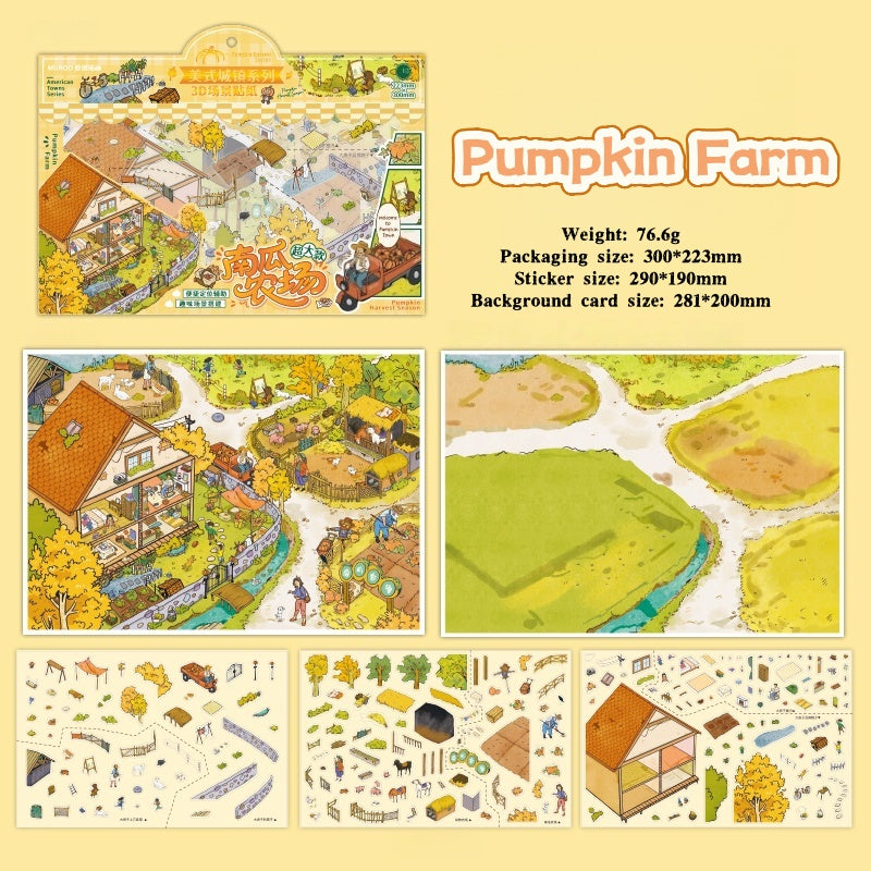 3D miniature landscape stickers for DIY scene notebook, brain-teasing and fun collage toys