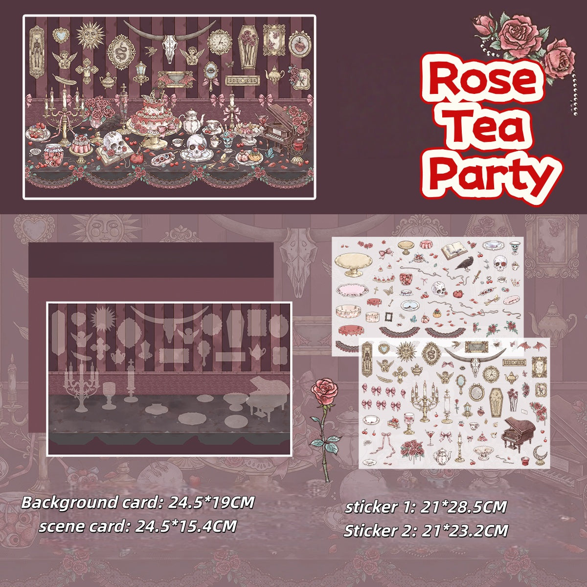 Chinese style stickers, adult stickers, dark retro style 3D scene stickers.