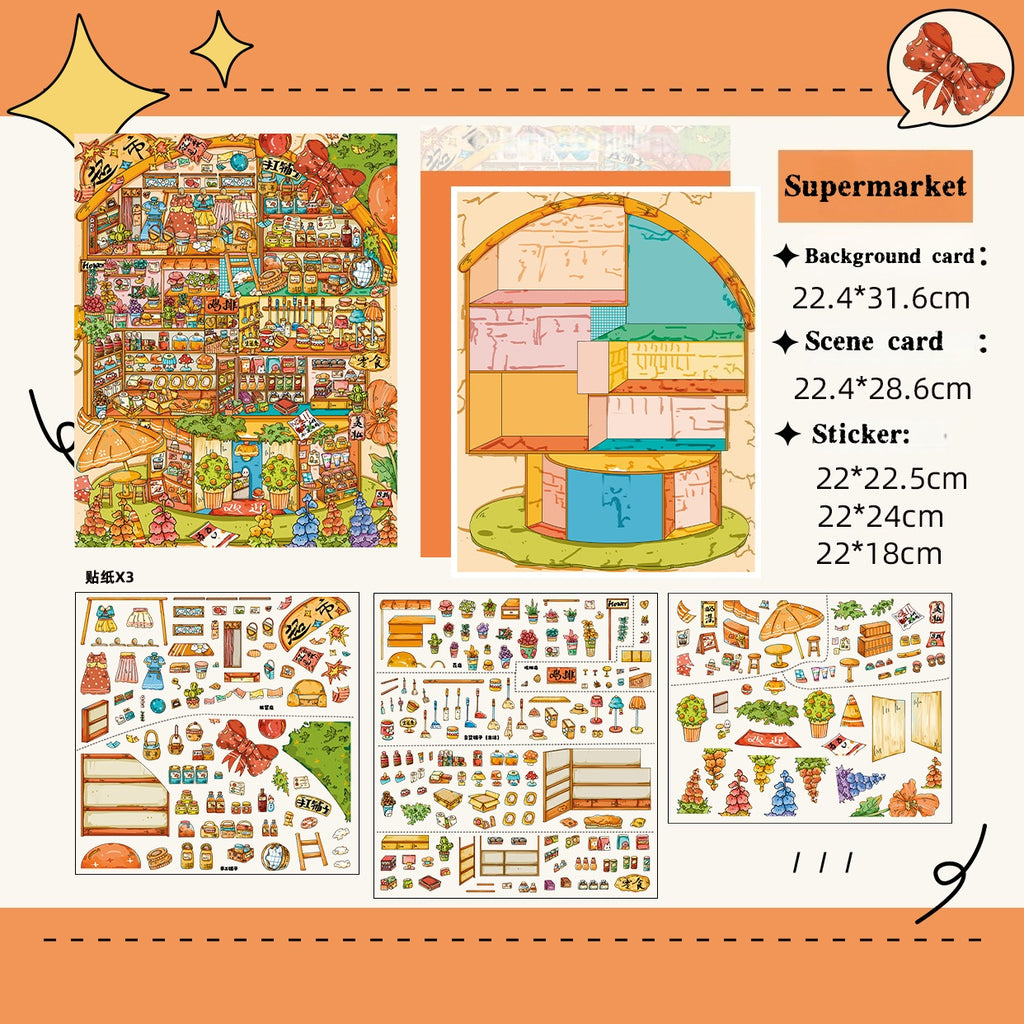 3D scene stickers, colorful stickers, reusable multiple times