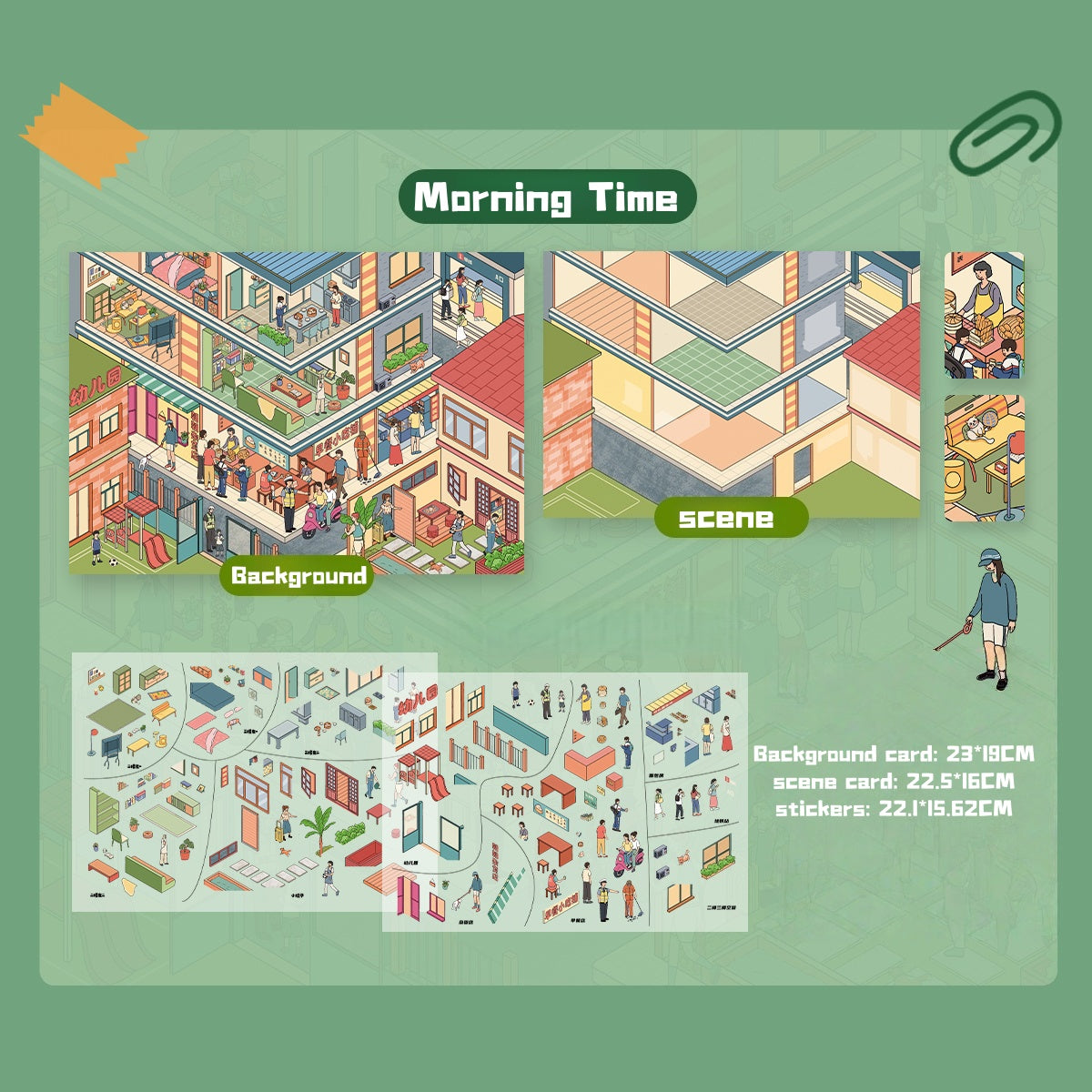 3D scene stickers, life stickers, cartoon-style scene creation stickers