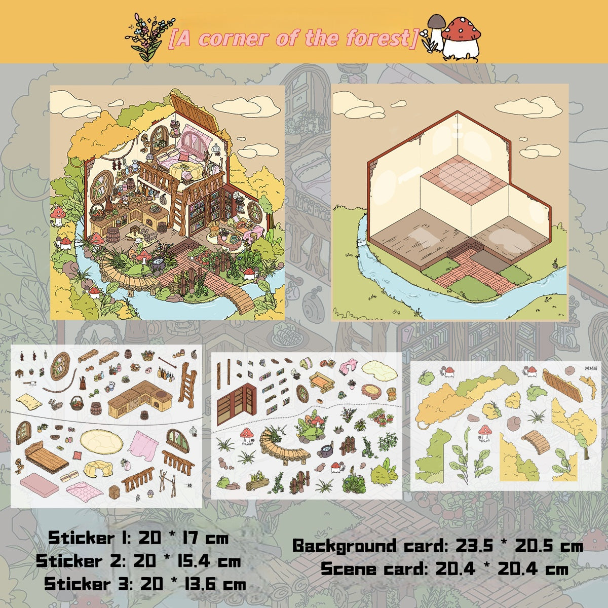 Chinese style 3D scene stickers, reusable stickers that can be used repeatedly, with clear printing.