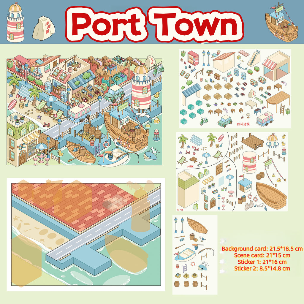 Chinese style 3D scene stickers, reusable stickers that can be used repeatedly, with clear printing.